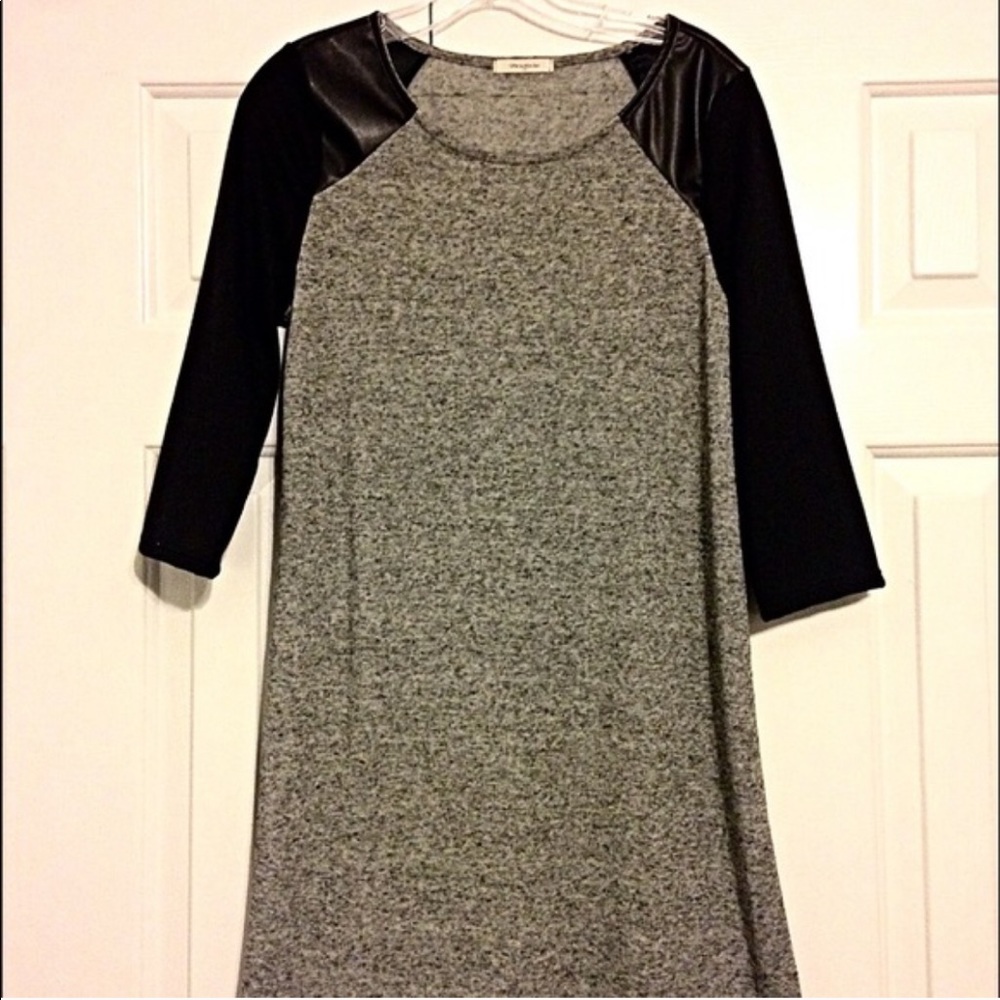 Faux leather accent dress/tunic